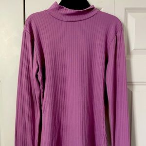 Purple turtle neck.